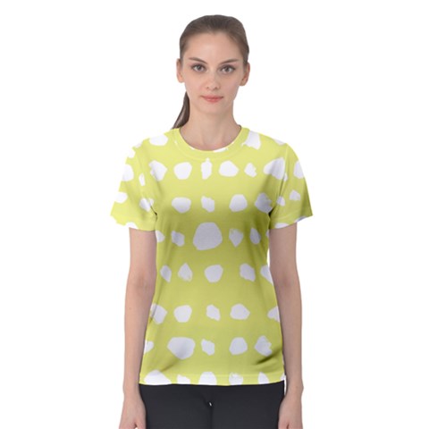 Polkadot White Yellow Women s Sport Mesh Tee by Mariart