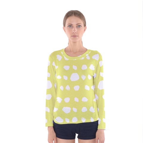 Polkadot White Yellow Women s Long Sleeve Tee by Mariart