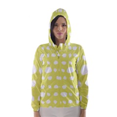 Polkadot White Yellow Hooded Wind Breaker (women) by Mariart