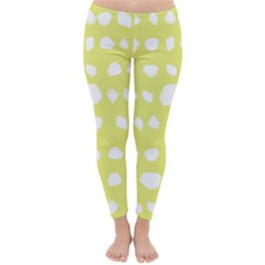 Polkadot White Yellow Classic Winter Leggings by Mariart