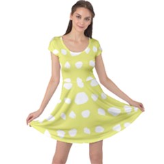 Polkadot White Yellow Cap Sleeve Dresses by Mariart