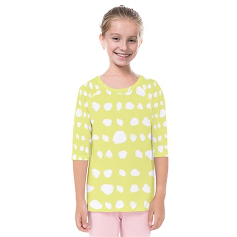 Polkadot White Yellow Kids  Quarter Sleeve Raglan Tee by Mariart