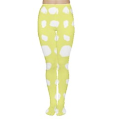 Polkadot White Yellow Women s Tights by Mariart