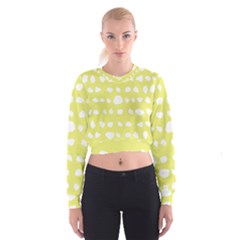 Polkadot White Yellow Cropped Sweatshirt by Mariart