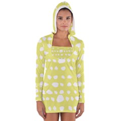 Polkadot White Yellow Women s Long Sleeve Hooded T-shirt by Mariart