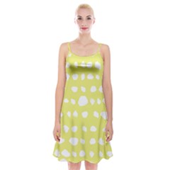 Polkadot White Yellow Spaghetti Strap Velvet Dress by Mariart