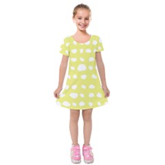 Polkadot White Yellow Kids  Short Sleeve Velvet Dress by Mariart