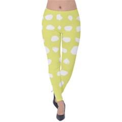 Polkadot White Yellow Velvet Leggings by Mariart