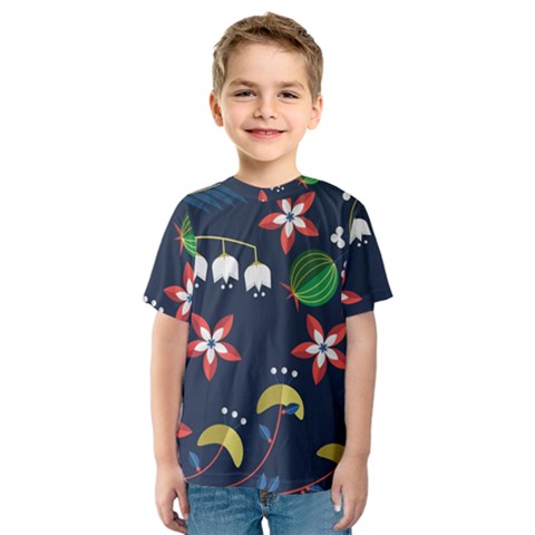 Origami Flower Floral Star Leaf Kids  Sport Mesh Tee by Mariart