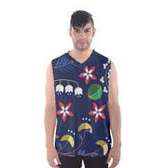 Origami Flower Floral Star Leaf Men s Basketball Tank Top by Mariart