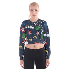 Origami Flower Floral Star Leaf Cropped Sweatshirt by Mariart