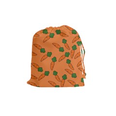 Carrot Pattern Drawstring Pouches (medium)  by Valentinaart