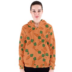 Carrot Pattern Women s Zipper Hoodie by Valentinaart