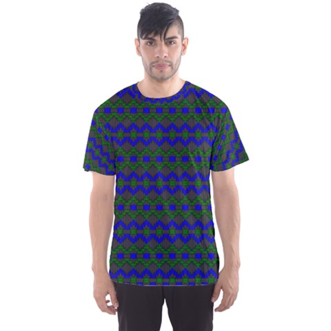 Split Diamond Blue Green Woven Fabric Men s Sport Mesh Tee by Mariart