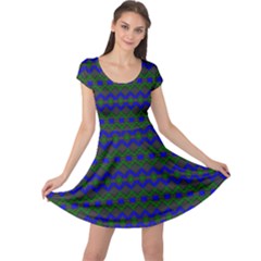 Split Diamond Blue Green Woven Fabric Cap Sleeve Dresses by Mariart