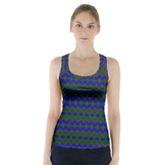 Split Diamond Blue Green Woven Fabric Racer Back Sports Top by Mariart