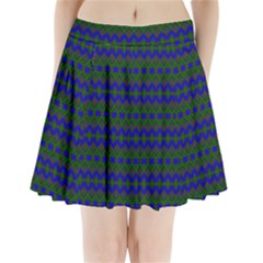 Split Diamond Blue Green Woven Fabric Pleated Mini Skirt by Mariart