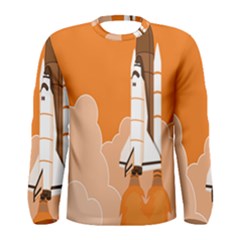 Rocket Space Ship Orange Men s Long Sleeve Tee by Mariart