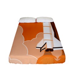 Rocket Space Ship Orange Fitted Sheet (full/ Double Size) by Mariart