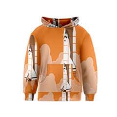 Rocket Space Ship Orange Kids  Pullover Hoodie by Mariart