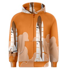 Rocket Space Ship Orange Men s Zipper Hoodie by Mariart