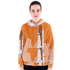 Rocket Space Ship Orange Women s Zipper Hoodie by Mariart