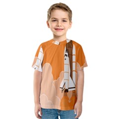 Rocket Space Ship Orange Kids  Sport Mesh Tee