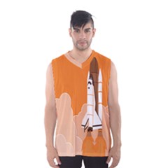 Rocket Space Ship Orange Men s Basketball Tank Top by Mariart