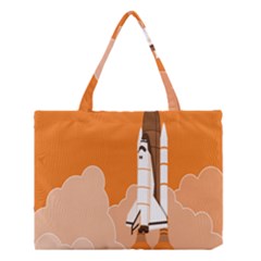 Rocket Space Ship Orange Medium Tote Bag by Mariart