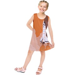 Rocket Space Ship Orange Kids  Tunic Dress by Mariart