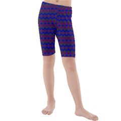 Split Diamond Blue Purple Woven Fabric Kids  Mid Length Swim Shorts by Mariart