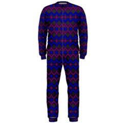 Split Diamond Blue Purple Woven Fabric Onepiece Jumpsuit (men)  by Mariart