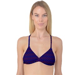 Split Diamond Blue Purple Woven Fabric Reversible Tri Bikini Top by Mariart