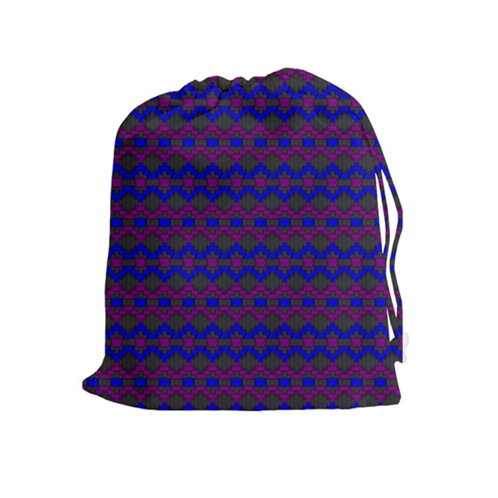 Split Diamond Blue Purple Woven Fabric Drawstring Pouches (Extra Large)