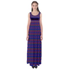 Split Diamond Blue Purple Woven Fabric Empire Waist Maxi Dress by Mariart