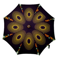 Polka Dot Circle Leaf Flower Floral Yellow Purple Red Star Hook Handle Umbrellas (medium) by Mariart