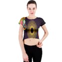 Polka Dot Circle Leaf Flower Floral Yellow Purple Red Star Crew Neck Crop Top View1