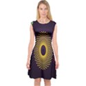 Polka Dot Circle Leaf Flower Floral Yellow Purple Red Star Capsleeve Midi Dress View1