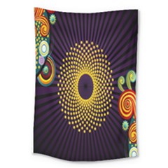 Polka Dot Circle Leaf Flower Floral Yellow Purple Red Star Large Tapestry