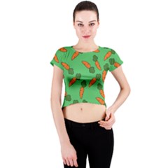 Carrot Pattern Crew Neck Crop Top by Valentinaart