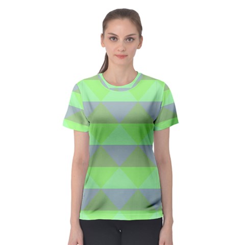 Squares Triangel Green Yellow Blue Women s Sport Mesh Tee by Mariart