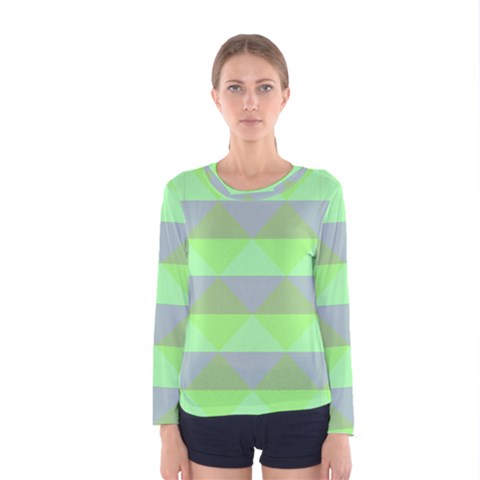 Squares Triangel Green Yellow Blue Women s Long Sleeve Tee by Mariart