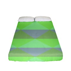 Squares Triangel Green Yellow Blue Fitted Sheet (full/ Double Size) by Mariart