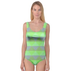 Squares Triangel Green Yellow Blue Princess Tank Leotard  by Mariart