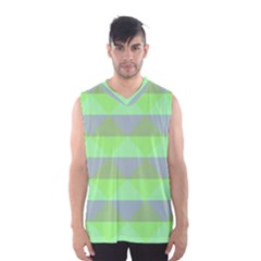 Squares Triangel Green Yellow Blue Men s Basketball Tank Top