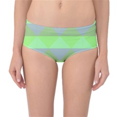 Squares Triangel Green Yellow Blue Mid-waist Bikini Bottoms by Mariart