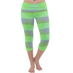 Squares Triangel Green Yellow Blue Capri Yoga Leggings by Mariart