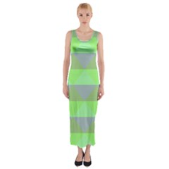 Squares Triangel Green Yellow Blue Fitted Maxi Dress by Mariart