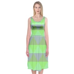 Squares Triangel Green Yellow Blue Midi Sleeveless Dress by Mariart