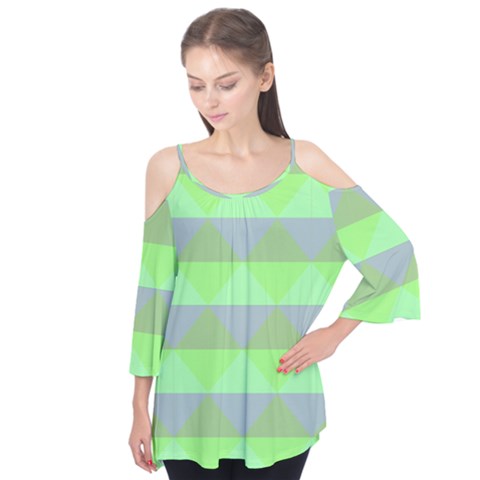 Squares Triangel Green Yellow Blue Flutter Tees by Mariart